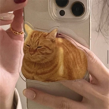Корейски сладък смешно оранжева котка Griptok скоба за iPhone Корея Universal Cartoon Kitty Държач за телефон Ring Support Stand Grip Tok