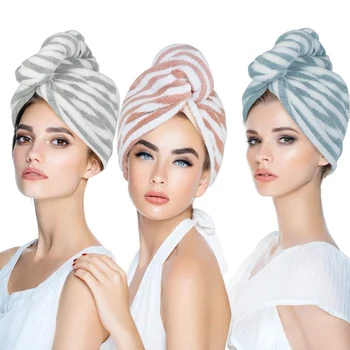  микрофибърна кърпа за коса, премия против накъсване на косата сушене обвивка за жени & мъже суха шапка за коса, супер абсорбираща, увита капачка за баня