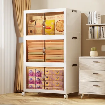 Многослойна безплатна инсталация t Бебешки шкаф за съхранение на играчки за детски дрехи Сгъваем пластмасов шкаф за закуски