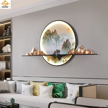 Модерна картина стена светлина LED китайски творчески пейзаж стенопис фон Sconce за декорация на дома хол спалня лампи