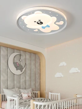 Модерна мечка деца таван лампа се използва за хол спалня зала бял 3-цветове димиране дистанционно управление декорация