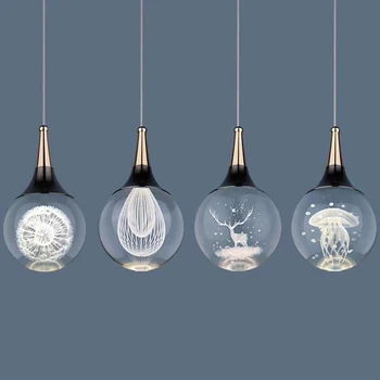 Модерни кристални топки висулка светлини Led медузи елен висящи лампа кухня хол декор кухня стълбище осветителни тела