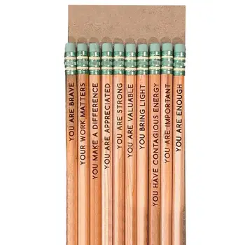 Мотивационни моливи за ученици Моливи в класната стая 10 бр. Дървени моливи с мотивационни поговорки за комплимент в класната стая