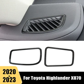 Неръждаема табло Климатик Outlet рамка декорация Cover Trims стикери за Toyota Highlander XU70 2020 2021 2022 2023