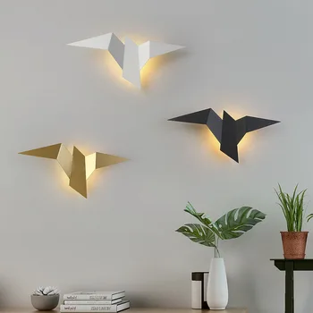 Нови скандинавски LED лампи за стена за птици Спалня декор стенни светлини Вътрешно модерно осветление за домашни стълби Спалня Нощни осветителни тела