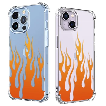 Оранжев избледняващ калъф за телефон за iPhone 15 14 13 12 11 Pro X XS XR Max 7 8 Plus SE 3 Мини удароустойчив мек прозрачен TPU заден капак