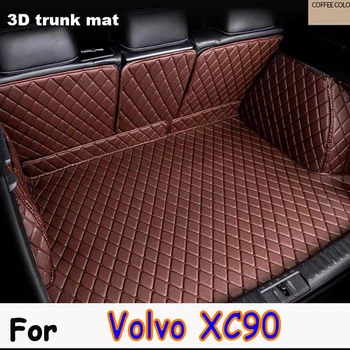 Персонализирани кожени стелки за багажник за Volvo XC90 2015-2021 Задна багажника Етаж Мат Тава Килим Кал