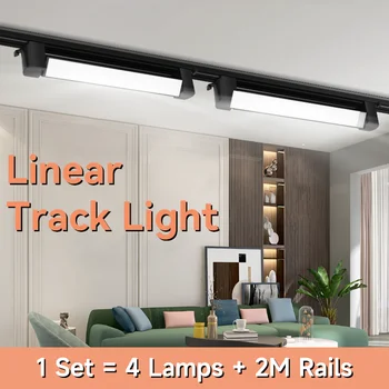 Пълен комплект линейна релсова светлина Led релсови светлини 10/20W Алуминиеви модерни таванни петна Вътрешно железопътно осветление 180° Регулируемо 110V 220V