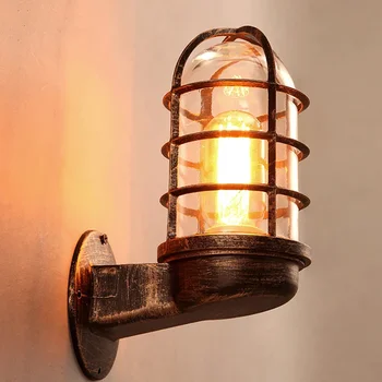 Реколта промишлени стена светлина желязо клетка охрана свещ таванско помещение стена лампа вътрешен ретро индустрия вятър светлина тела модерни стенни лампи