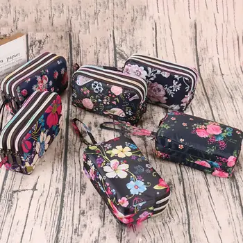 Ретро случайни преносими цветя портфейл плат телефон чантата платно портфейл мода проста чанта козметични чанти цвете монета чанта