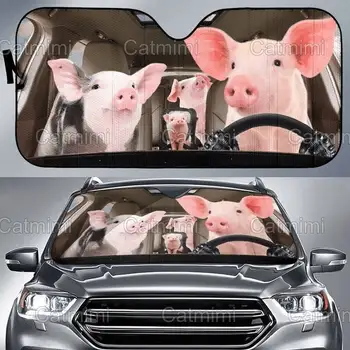 Свински семеен сенник, свински автоматичен сенник, декорация на кола, сянка за слънце за кола, подарък за свинеферма PHT142104A26STYLE ЗА КОЛА