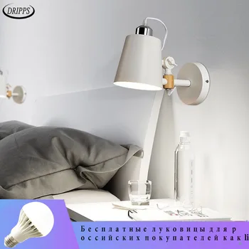  скандинавски стил масивна дървена лампа LED стена лампа модерен минималистичен изкуство нощна лампа дървен интериор стълбище въртяща се пътека лампа светлина