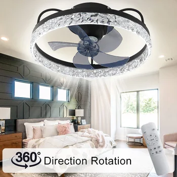  спалня таван вентилатор светлина 120W бяло / черно таван светлина с вентилатор дистанционно управление димиране 6 скорост 360 ° въртяща се за хол