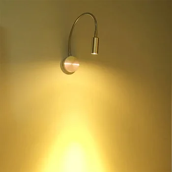 Сребърен гъвкав маркуч LED стенни лампи Алуминиеви 3W гъвкави рамо светлина нощно легло прочетете светлина проучване живопис стена sconce осветление