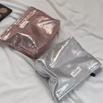 Сребърен лъскав пайети грим чанта съединител чанта голям капацитет козметична чанта многофункционален шампанско грижа за кожата чанта за съхранение на открито