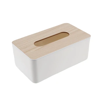 Тъканна кутия Дървен капак Санитарна хартиена кутия Кутия за салфетки от масивно дърво Проста и модерна кутия за тъкани