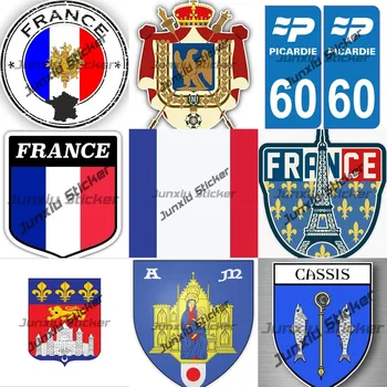 Френски флаг щит печат стикери герб стикер Франция Париж Айфеловата кула Франция Монпелие Сити герб лепило стикер