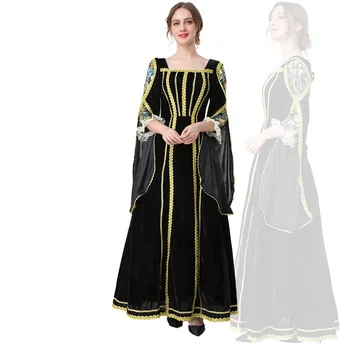 Хелоуин косплей реколта средновековен ренесансов костюм жени Европейски съд фантазия вампир карнавал кралица елегантна рокля Виктория