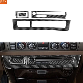 Център AC CD радио панел рамка въглеродни влакна стикер тапицерия за BMW Серия 7 E65 E66 2002-2008 кола интериор украсяват аксесоари