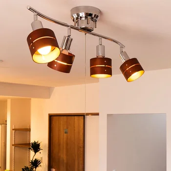 японски и скандинавски стил лампа молекулярна светлина масивна дървесина LED таван лампа дистанционно управление таван прожектор